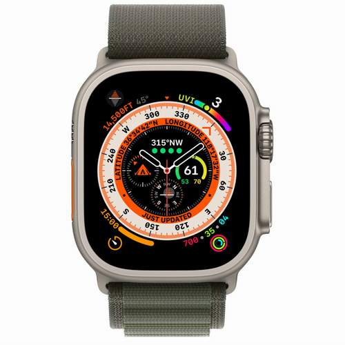 Apple Watch Ultra 49 мм - титановый, Alpine Loop, цвет зеленый