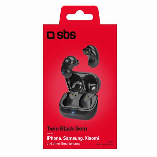 SBS Mobile наушники TWS Twin Black Gem, Bluetooth 5.0, черные