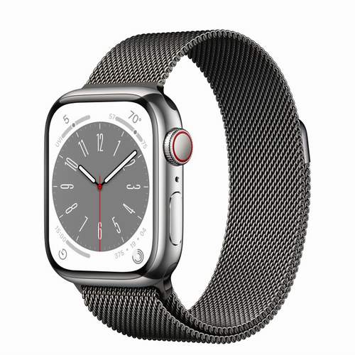 Apple Watch Series 8 - Silver Stainless Steel 41 мм, ремешок Milanese Loop, цвет Graphite