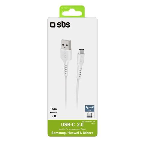 SBS Mobile кабель зарядный USB 2.0 Type-C, длина 1,5 м, белый