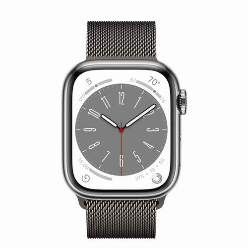Apple Watch Series 8 - Silver Stainless Steel 41 мм, ремешок Milanese Loop, цвет Graphite