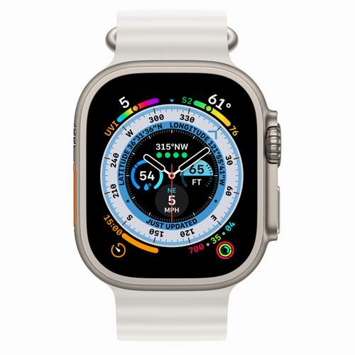 Apple Watch Ultra 49 мм - титановый, Ocean Band, белый