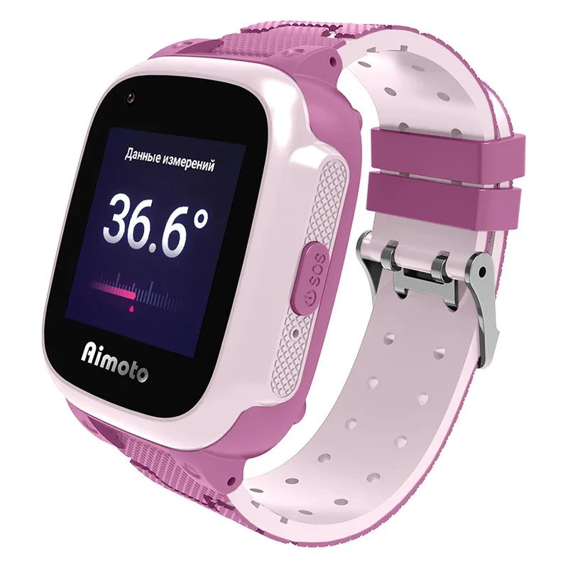 Aimoto Integra 4G, детские умные часы, датчик температуры тела, видеозвонок, GPS (розовые) №422
