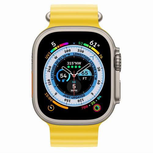 Apple Watch Ultra 49 мм - титановый, Ocean Band, желтый