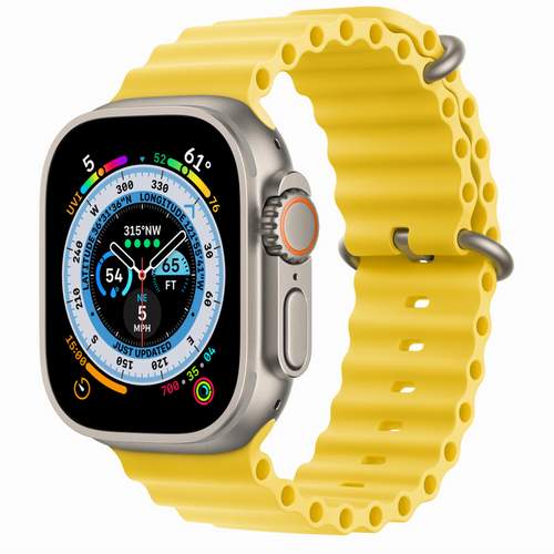 Apple Watch Ultra 49 мм - титановый, Ocean Band, желтый