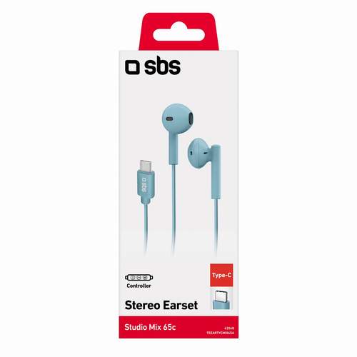 SBS Mobile проводные вставные наушники Studio Mix 65С Type-C, голубые