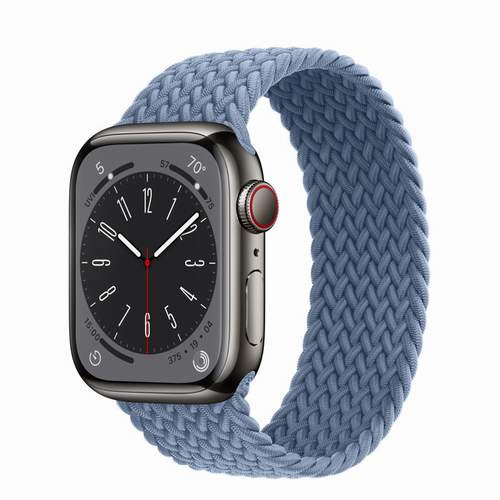 Apple Watch Series 8 - Graphite Stainless Steel 41 мм, ремешок Braided Solo Loop, цвет Slate Blue