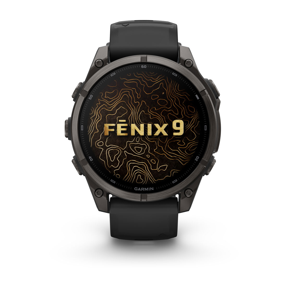 fenix 9 - 47 мм, титановый, угольно-серый DLC, черный силиконовый ремешок №422