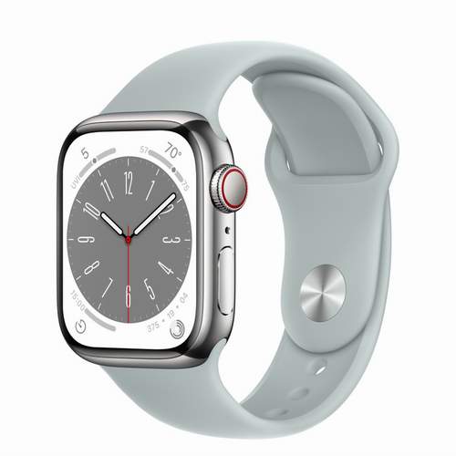 Apple Watch Series 8 - Silver Stainless Steel 41 мм, ремешок Sport Band, цвет Succulent