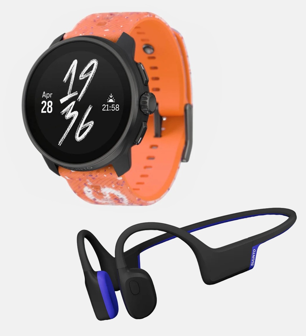 Комплект часы Suunto Race S Power Orange, оранжевые и наушники Suunto Aqua Light Tidal Black №422