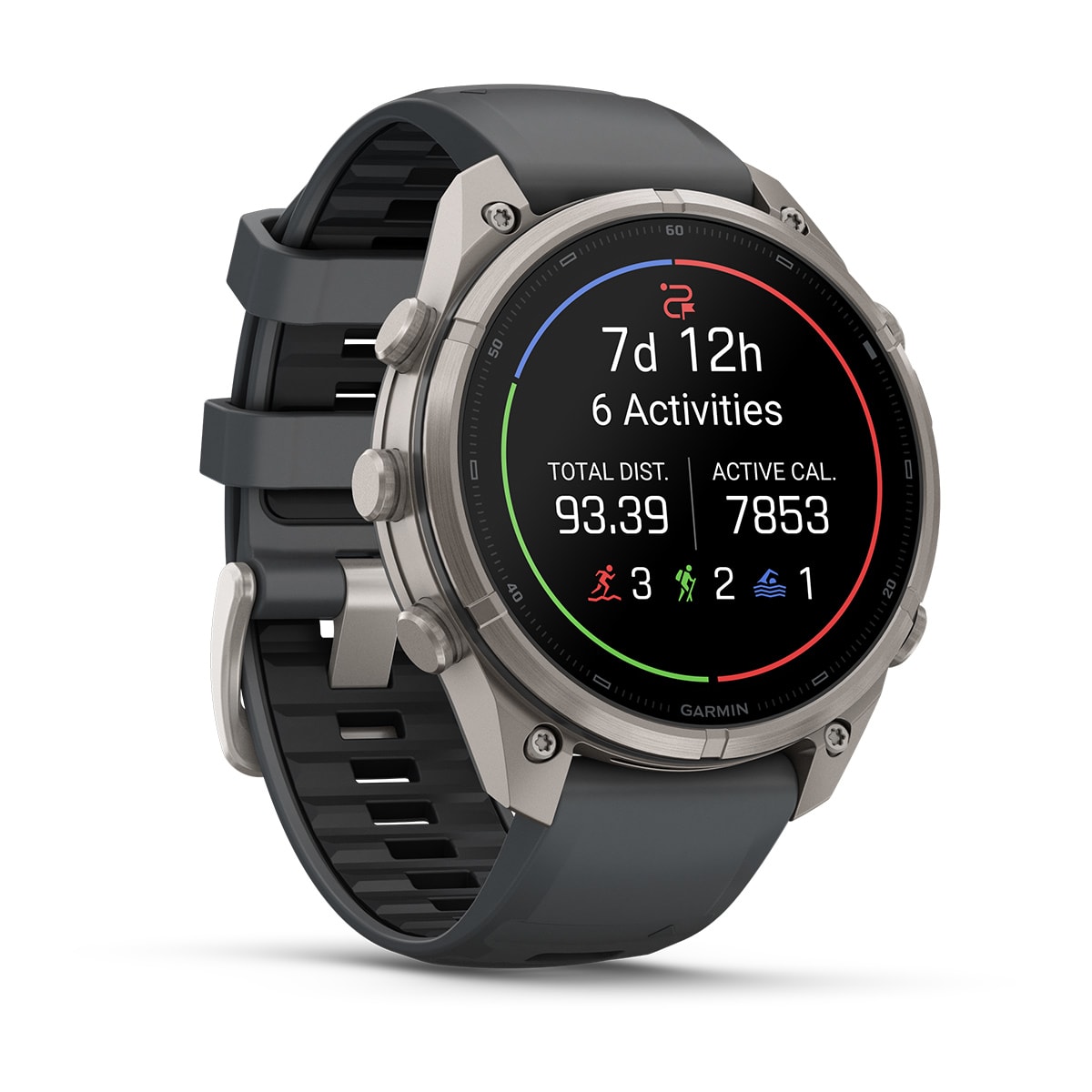 fenix 9 Pro - 47 мм, титановый, черный силиконовый ремешок №422