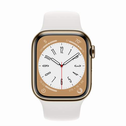 Apple Watch Series 8 - Gold Stainless Steel 41 мм, ремешок Sport Band, цвет White