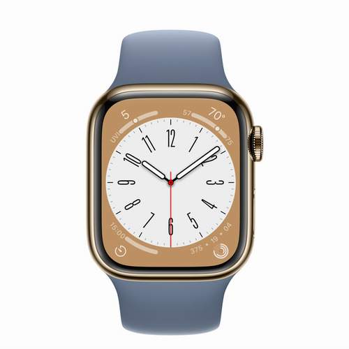 Apple Watch Series 8 - Gold Stainless Steel 41 мм, ремешок Sport Band, цвет Slate Blue