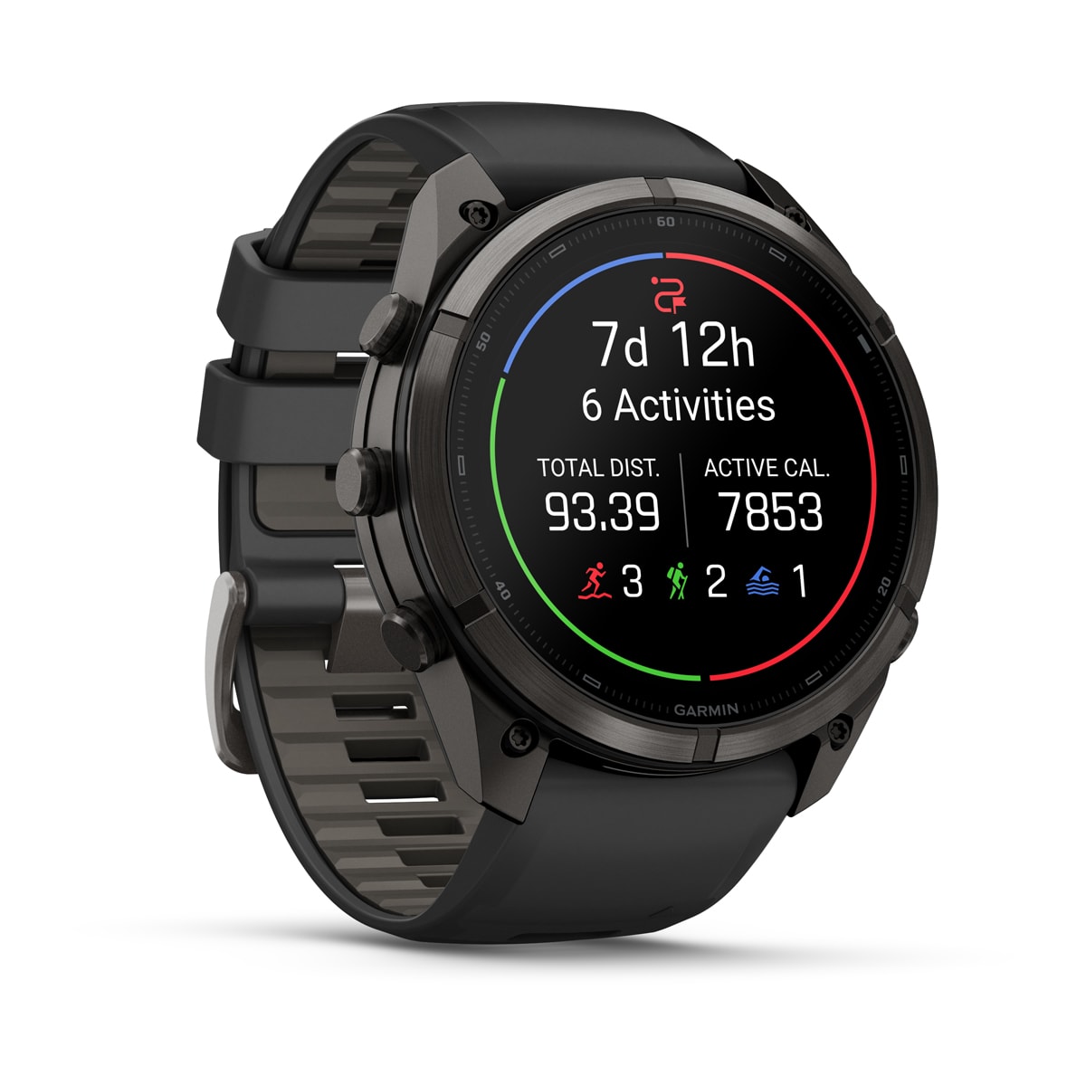 fenix 9 Pro - 51 мм, титановый, угольно-серый DLC, черно-серый силиконовый ремешок №422 fenix 9 Pro - 51 мм, титановый, угольно-серый DLC, черно-серый силиконовый ремешок №422
