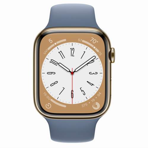 Apple Watch Series 8 - Gold Stainless Steel 45 мм, ремешок Sport Band, цвет Slate Blue