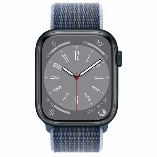 Apple Watch Series 8 - Midnight Aluminium 45 мм, ремешок Sport Loop Storm Blue