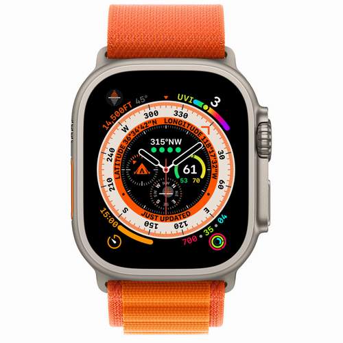 Apple Watch Ultra 49 мм - титановый, Alpine Loop, цвет оранжевый
