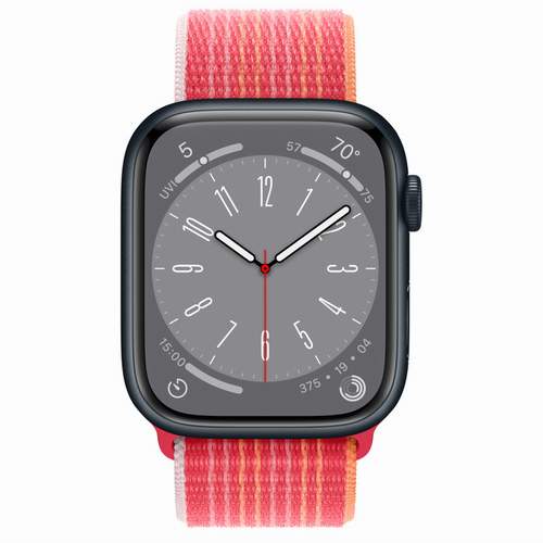 Apple Watch Series 8 - Midnight Aluminium 45 мм, ремешок Sport Loop (PRODUCT) Red