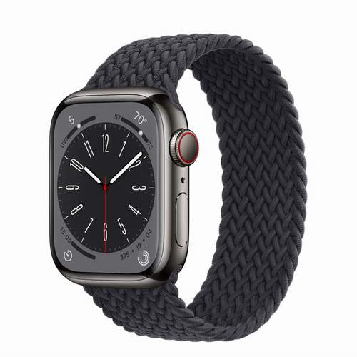 Apple Watch Series 8 - Graphite Stainless Steel 41 мм, ремешок Braided Solo Loop, цвет Midnight
