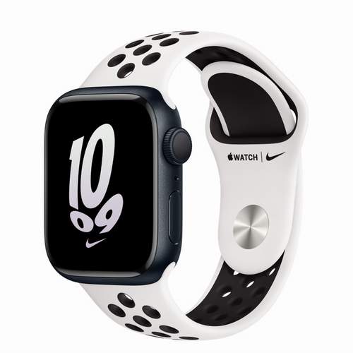 Apple Watch Series 8 - Midnight Aluminium 41 мм, ремешок Nike Sport Band Summit White