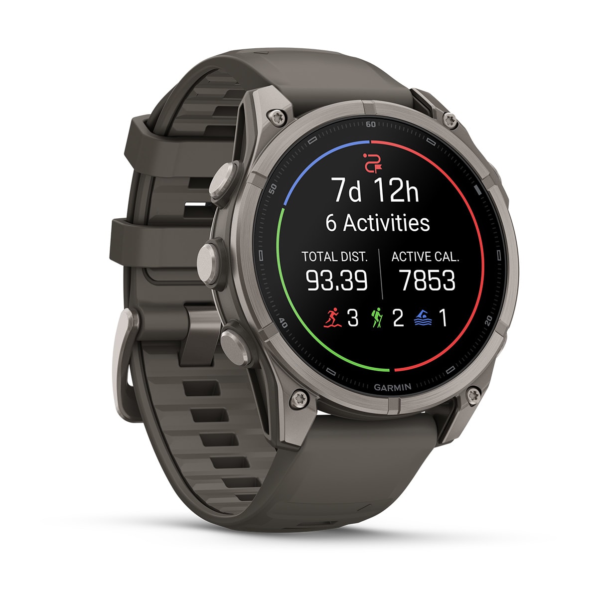 fenix 9 - 47 мм, титановый, пепельно-серый силиконовый ремешок №422 fenix 9 - 47 мм, титановый, пепельно-серый силиконовый ремешок №422