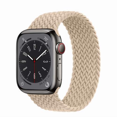 Apple Watch Series 8 - Graphite Stainless Steel 41 мм, ремешок Braided Solo Loop, цвет Beige №422