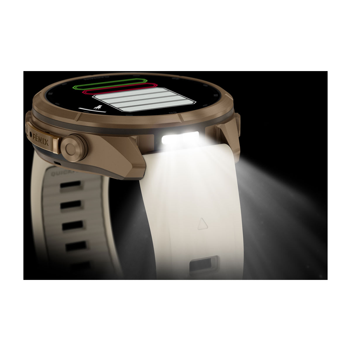 fenix 9 Pro - 43 мм, титановый цвета "осеннее золото", кремово-серый силиконовый ремешок №422