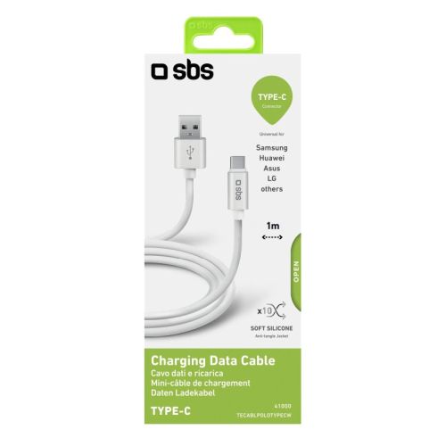 SBS Mobile Кабель USB - USB-C Polo Collection, 1 м, цвет белый №422