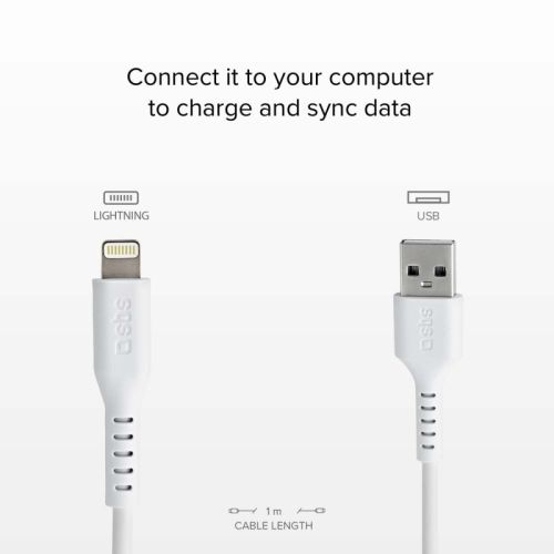 SBS Mobile Кабель Lightning USB металлические разъемы, 1 м, белый