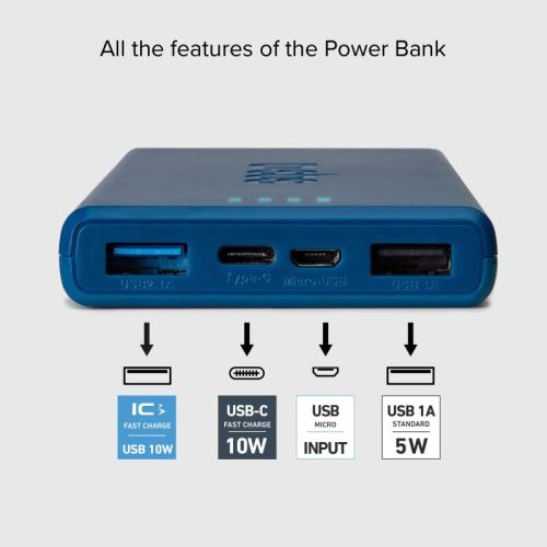 SBS Mobile Аккумулятор 10,000 мАч, 2 USB 2.1 A, голубой