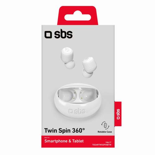 SBS Mobile наушники TWS Twin Spin 360, Bluetooth 5.0, белые №422
