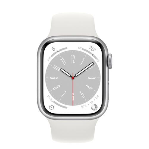 Apple Watch Series 8 - Silver Aluminium 41 мм, ремешок Sport Band, размер M/L, цвет White