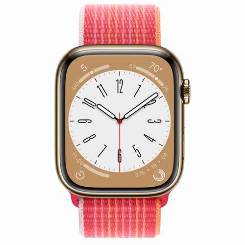 Apple Watch Series 8 - Gold Stainless Steel 45 мм, ремешок Sport Loop, цвет (PRODUCT) Red