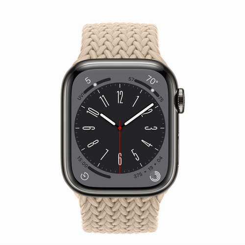 Apple Watch Series 8 - Graphite Stainless Steel 41 мм, ремешок Braided Solo Loop, цвет Beige №422