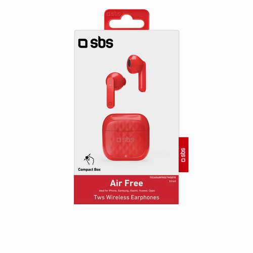 SBS Mobile наушники TWS Air Free, Bluetooth 5.0, красные №422