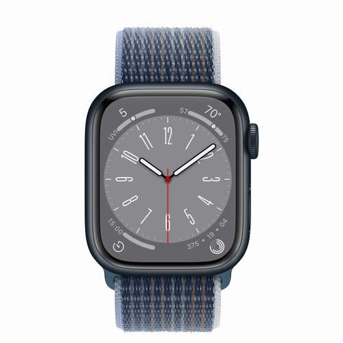 Apple Watch Series 8 - Midnight Aluminium 41 мм, ремешок Sport Loop Storm Blue