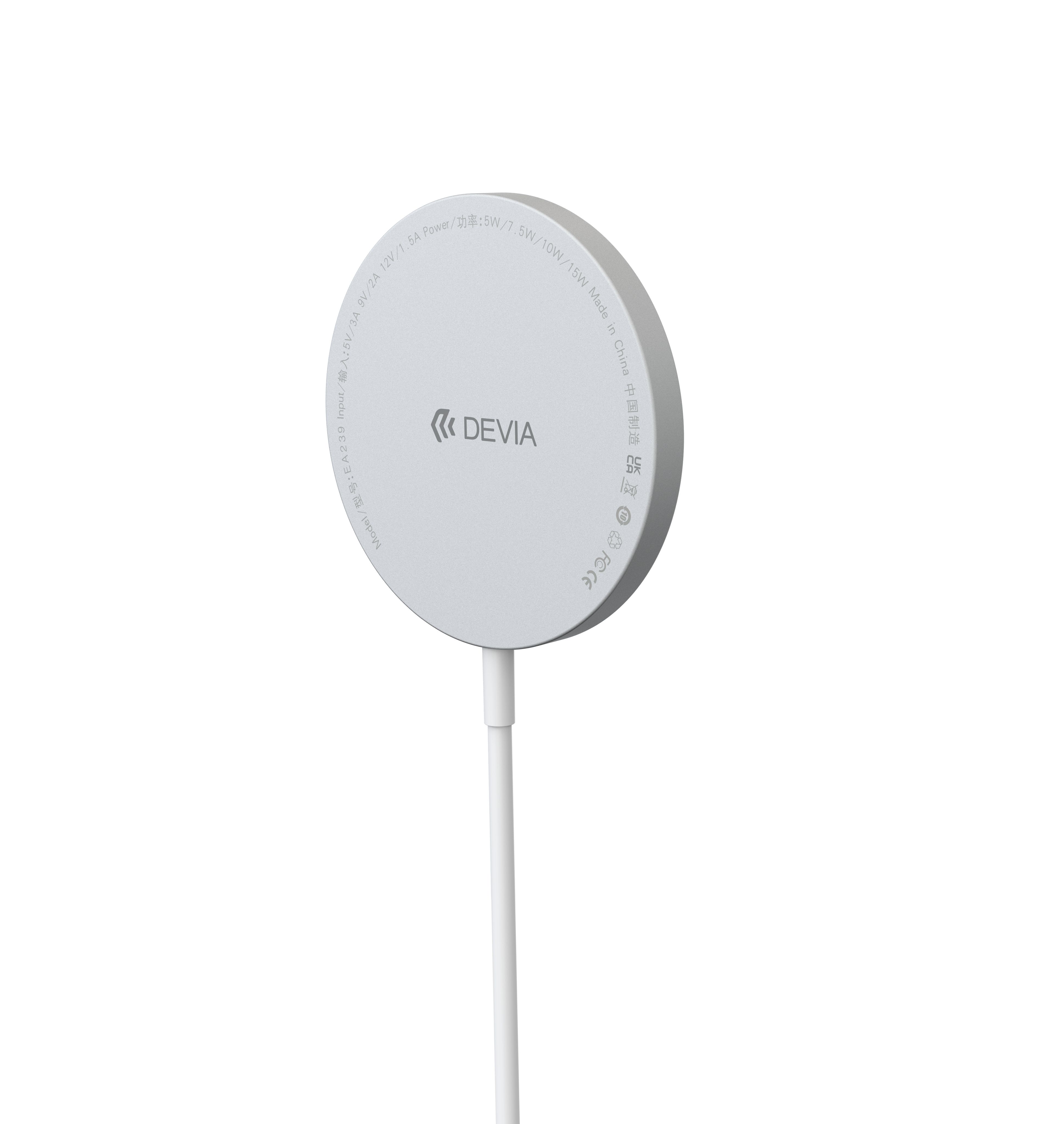 Devia Беспроводная зарядка Smart Series Magnetic Wireless Charger, белая №422
