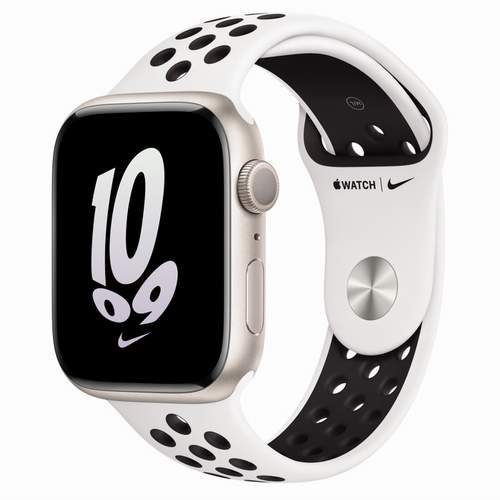 Apple Watch Series 8 - Starlight Aluminium 45 мм, ремешок Nike Sport Band Summit White