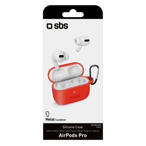 SBS Mobile Чехол для  Air Pods Pro, силиконовый с карабином, красный