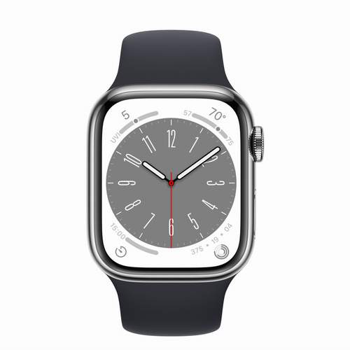 Apple Watch Series 8 - Silver Stainless Steel 41 мм, ремешок Sport Band, цвет Midnight №422