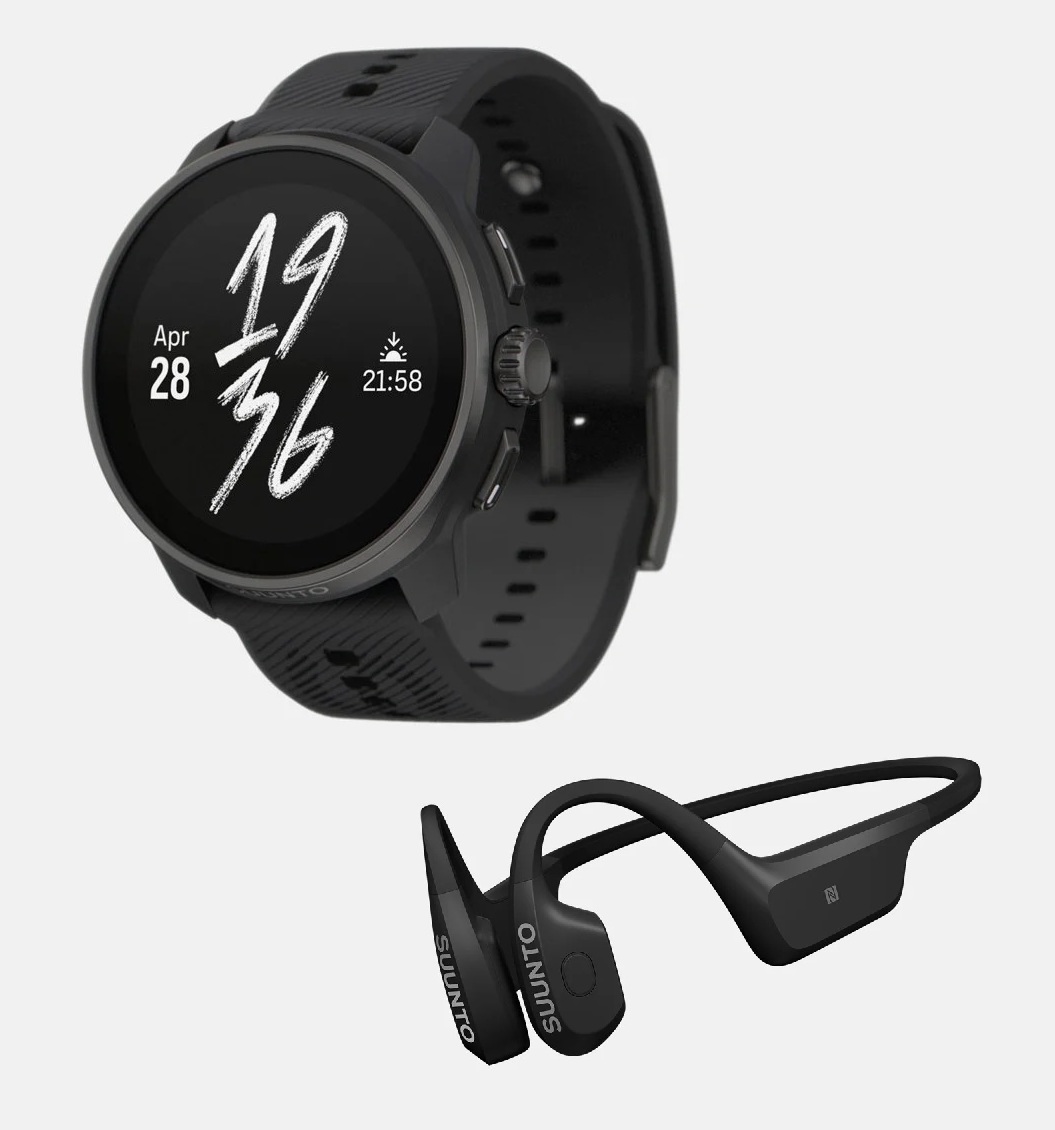 Комплект часы Suunto Race S All Black, черные и наушники Suunto Aqua Black №422