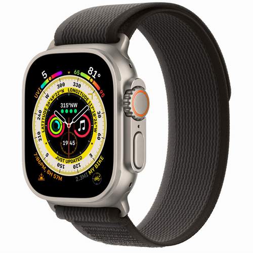Apple Watch Ultra 49 мм - титановый, Trail Loop, черный-серый