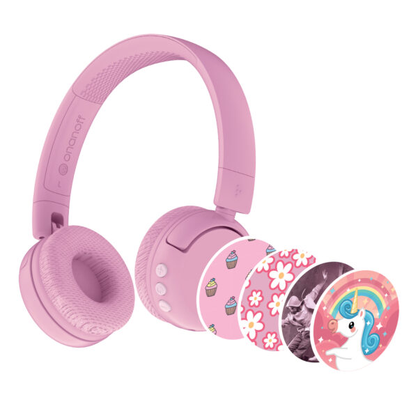 Onanoff детские беспроводные наушники BuddyPhones POP Fun, розовые №422