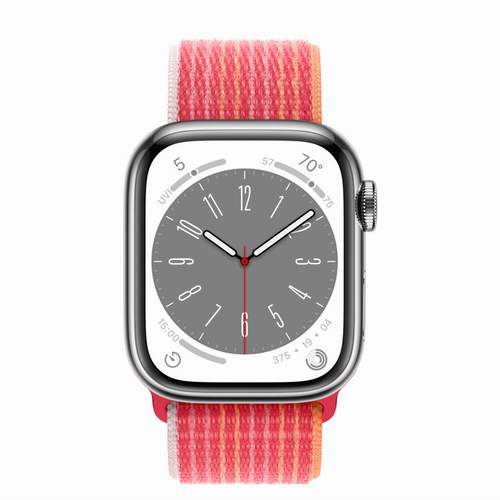 Apple Watch Series 8 - Silver Stainless Steel 41 мм, ремешок Sport Loop, (PRODUCT) Red №422
