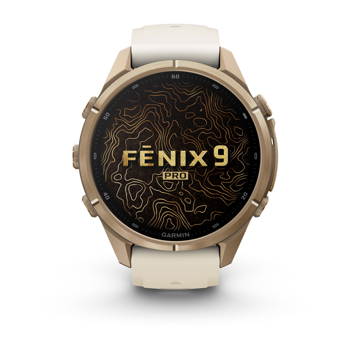 fenix 9 Pro - 43 мм, титановый цвета "осеннее золото", кремово-серый силиконовый ремешок №422