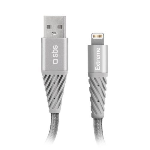 SBS Mobile Кабель Lightning USB, сверхпрочный, арамидное волокно, 1,5 м, серый №422