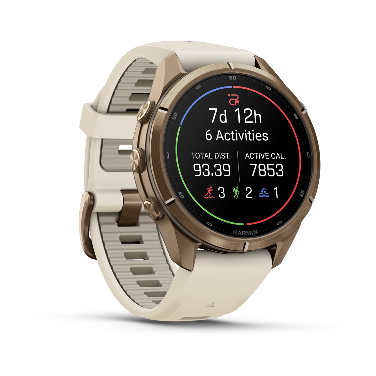 fenix 9 Pro - 43 мм, титановый цвета "осеннее золото", кремово-серый силиконовый ремешок №422