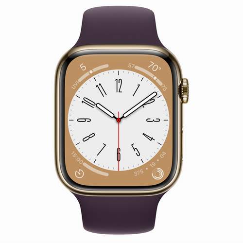 Apple Watch Series 8 - Gold Stainless Steel 45 мм, ремешок Sport Band, цвет Elderberry