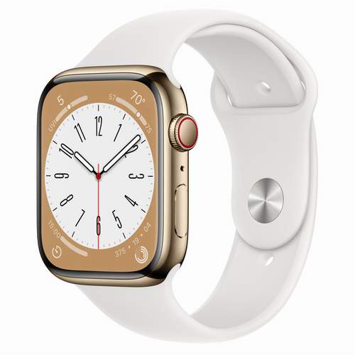 Apple Watch Series 8 - Gold Stainless Steel 45 мм, ремешок Sport Band, цвет White №422