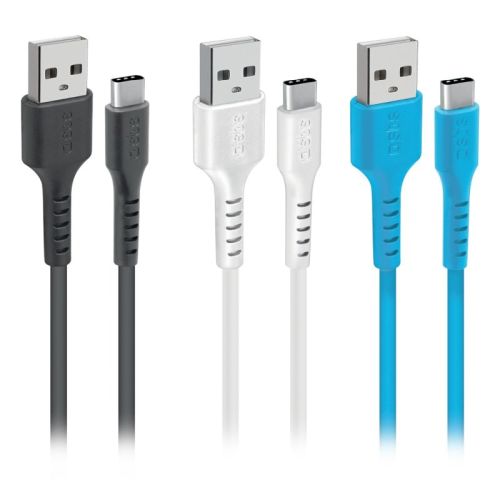 SBS Mobile Комплект кабелей USB-A - USB-C 3 шт (3 цвета 1,2 м)